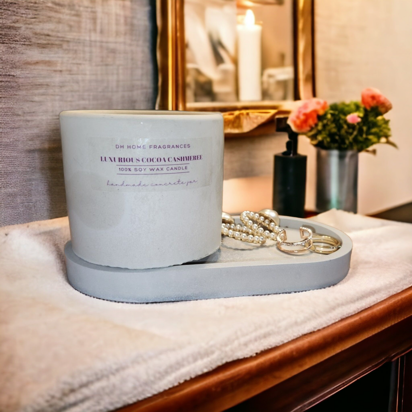 Luxurious Cocoa Cashmere Concrete Soy Candle(8oz)