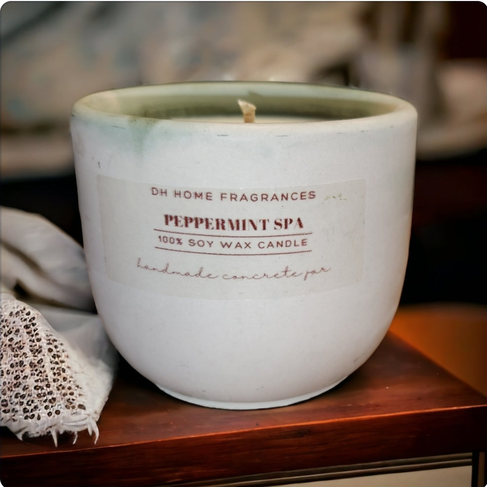 Peppermint Spa Concrete Soy Candle (8oz)