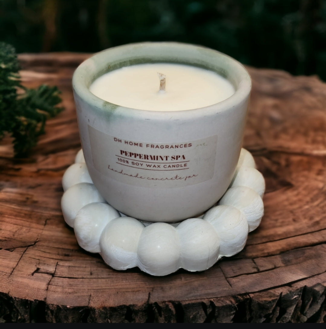 Peppermint Spa Concrete Soy Candle (8oz)
