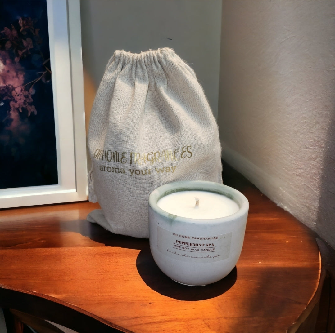 Peppermint Spa Concrete Soy Candle (8oz)