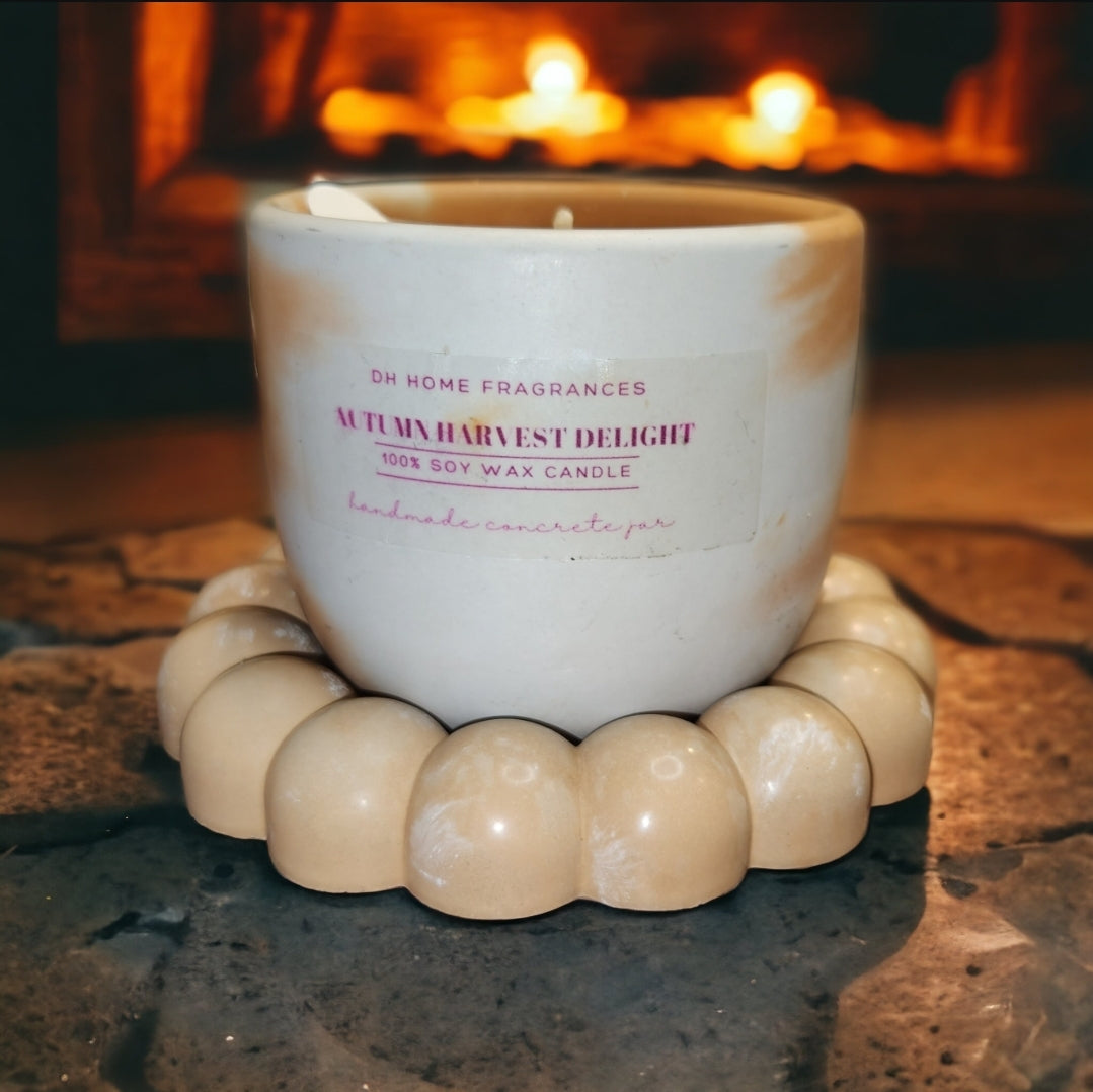 Autumn Harvest Delight Concrete Soy Candle (8oz)