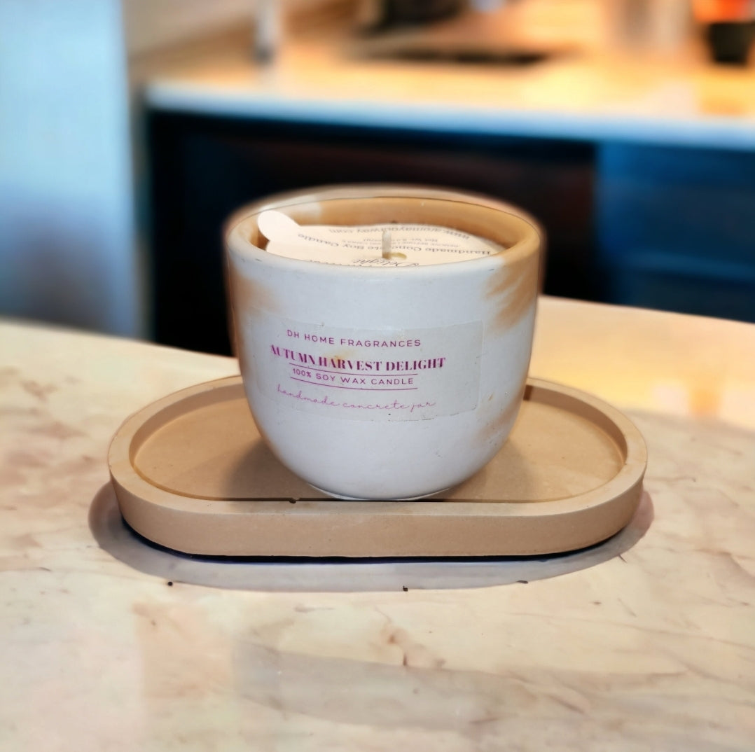 Autumn Harvest Delight Concrete Soy Candle (8oz)