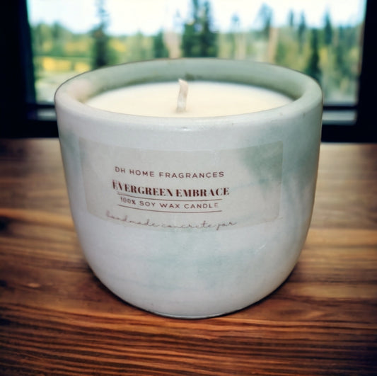 Evergreen Embrace Concrete Soy Candle (8oz)